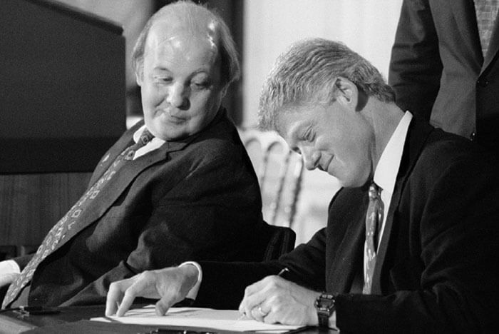 Former President Bill Clinton signs the Assault Weapons Ban in 1994.