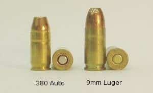 a picture of 380 acp and 9mm rounds