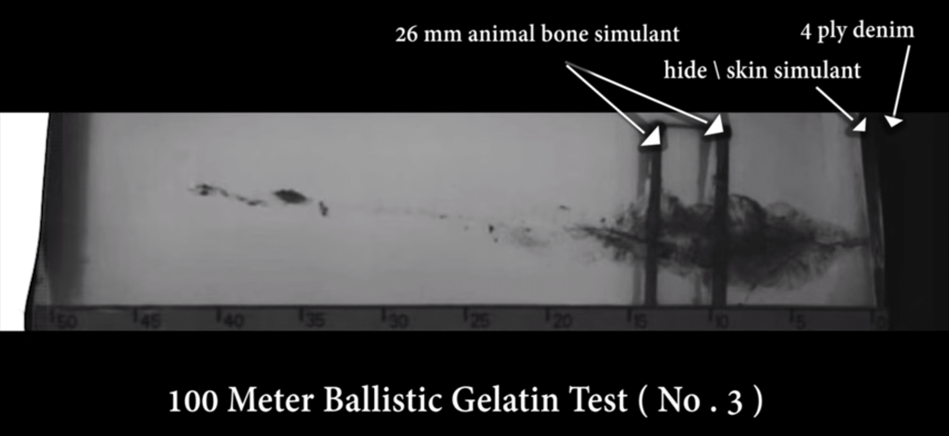 a picture of the 7.5mm FK bullet penetrating ballistics gel