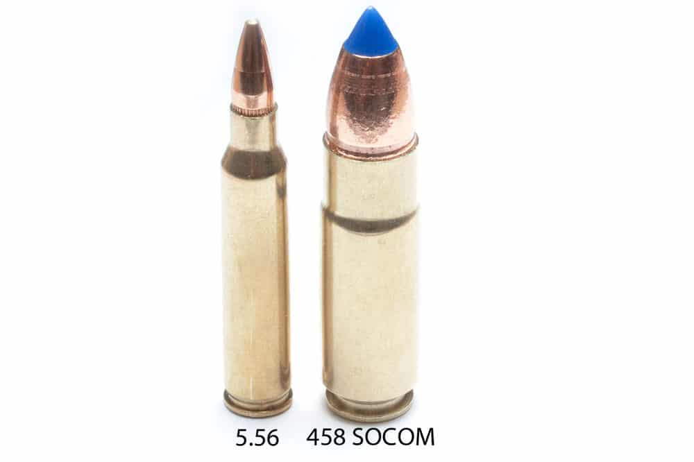the 458 SOCOM was designed due to the apparent lack of stopping power that the 5.56x45mm NATO round