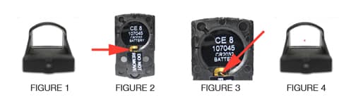 Red dot sight battery locations for different sights