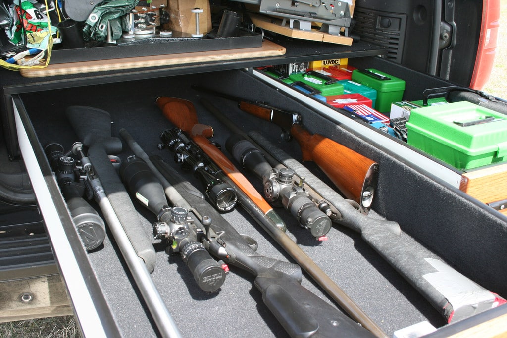 gun cabinet with firearms