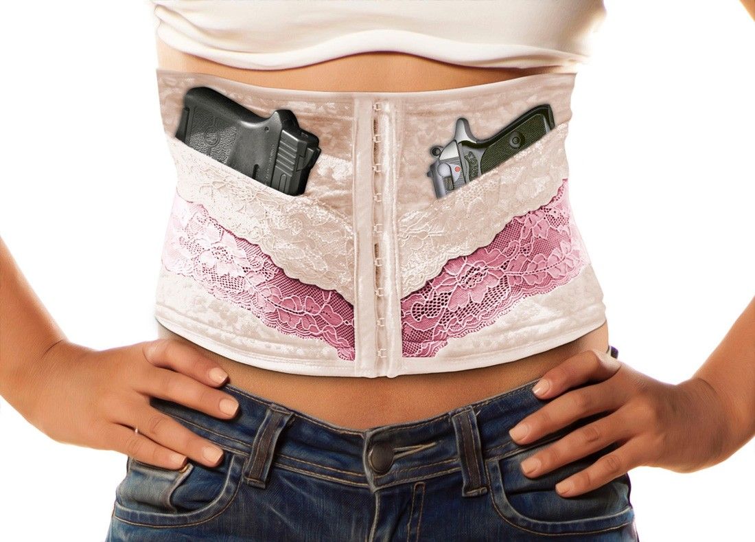 With a concealed carry corset, you no longer have to worry about the weight...