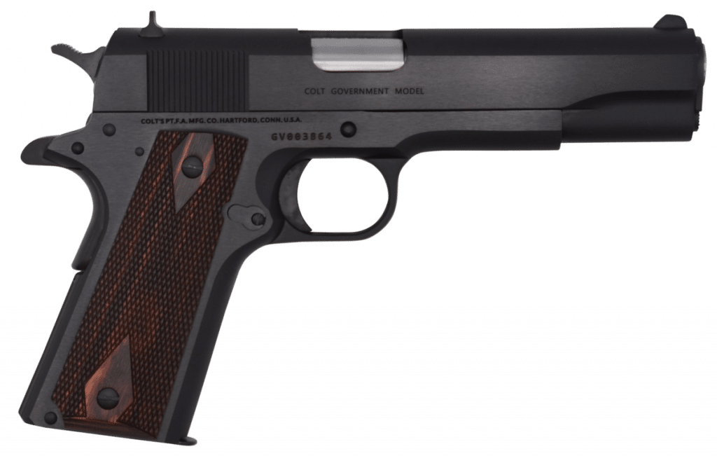 The Colt 1911 Classic 45 ACP comes with a standard G.I style thumb safety on the left side and a shortened grip safety.