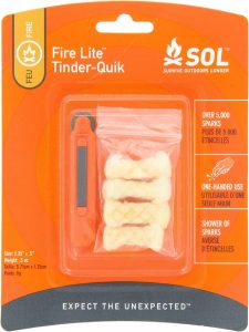 The SOL Fire Lite with Tinder-Quik has a spark igniter that sparks everytime