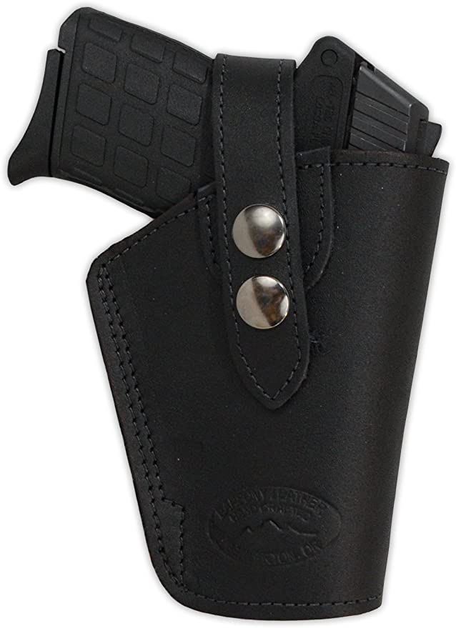 image of Black Leather Belt Clip by Barsony Holsters