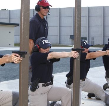 A picture showing FBI agents doing practice shooting