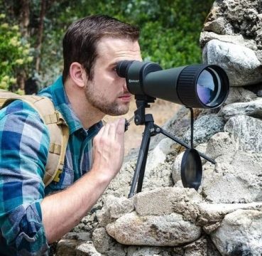 Image of man with Barska 30-90x100 WP Gladiator Spotting Scope
