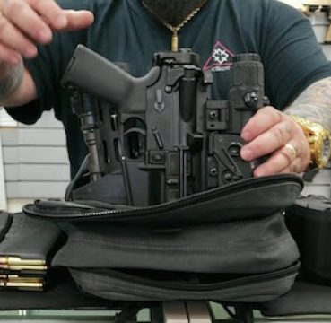 Folding AR15 placed in a bag