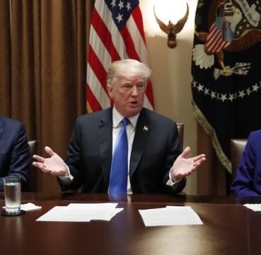 president trump with senators in session